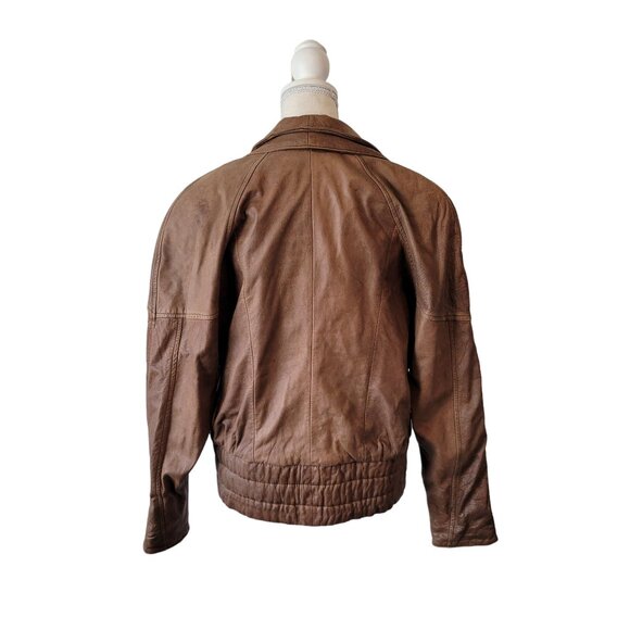 Vintage Charley's Leather Jacket Short Snap Closure Slit Side Pockets Size Small - Picture 3 of 12